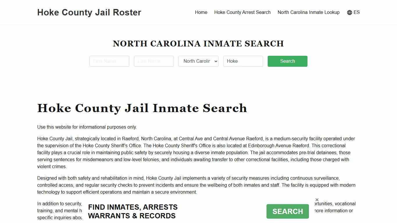 Hoke County Jail Roster Lookup, NC, Inmate Search